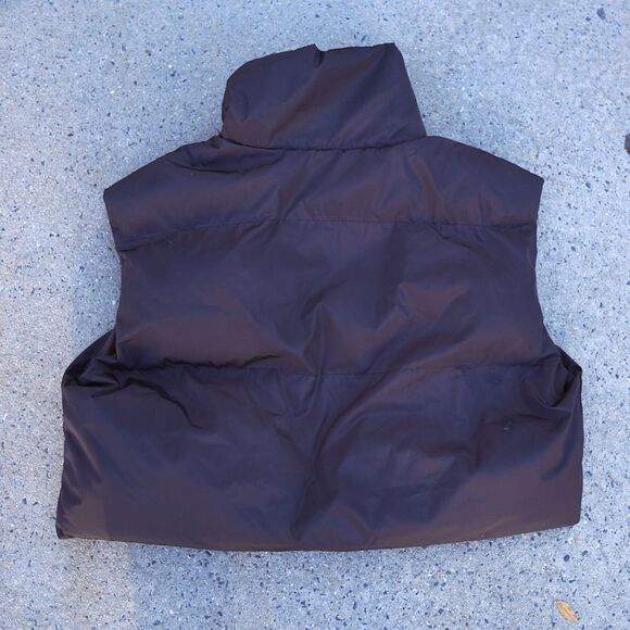 PLT Plus Cropped Puffer Vest XL Brown Utility Gorpcore Quilted Zip Front - Picture 2 of 16